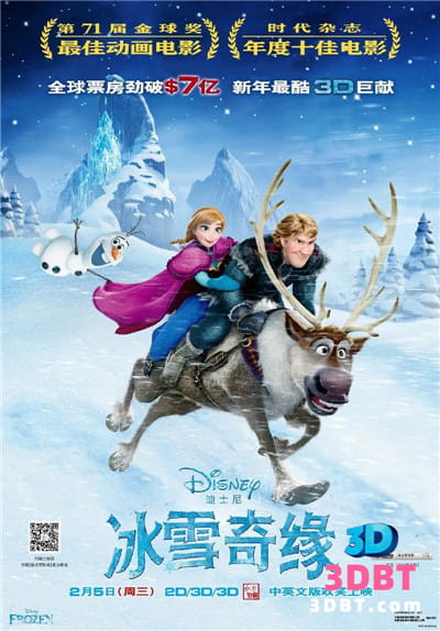 3D动画《冰雪奇缘》电影下载 左右格式 3D版 高清蓝光原盘 MKV 网盘 下载